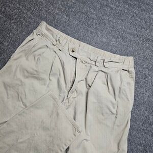 Bugle Boy Chinos Mens 33W 34L Khaki Tan Pleated Cotton Basics Pants